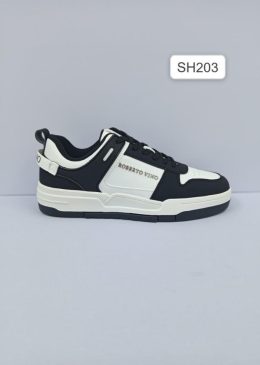 סניקרס שחור לבן עם לוגו ברזל באמצע